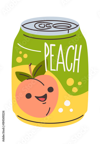 Peach fruit soda drink can