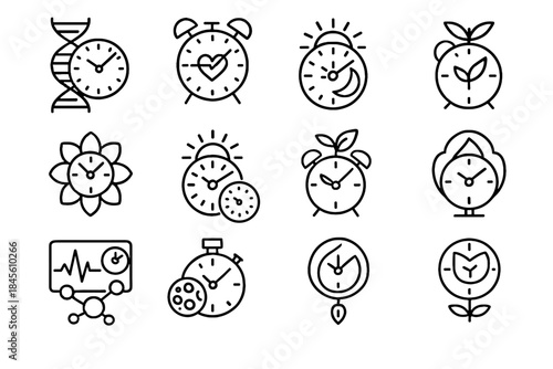 Bio monitor plant pendulum vector icon rhythm alarm clock stopwatch molecular dna