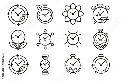 Heartbeat icon clock timer bio plant life vector pulse solar icons stopwatch