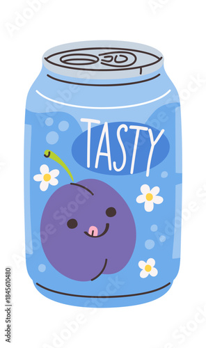 Tasty plum fruit soda drink