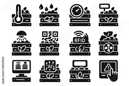 Bio status tracking sensor icons crate ai panel vector dashboard monitor icon