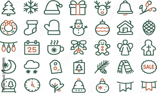 1 Mixed Style Christmas & Winter Vector Icon Collection