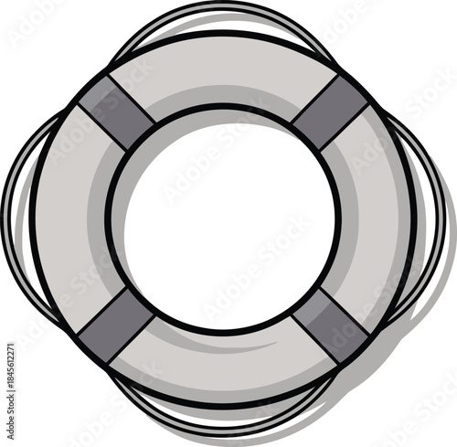 Gray lifebuoy vector illustration for safety and emergency concepts on a transparent background