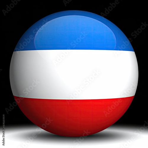Free Download A glossy sphere with horizontal bands of blue, white, and red - GFXLoad