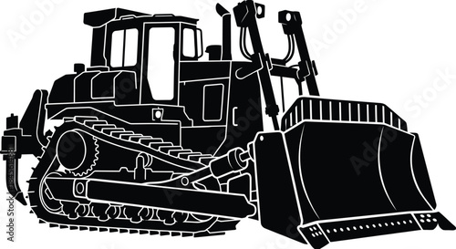 Bulldozer Silhouette Vector | Heavy Construction Equipment Illustration