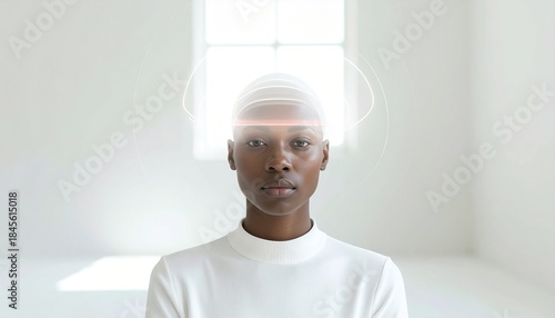 Focused Calm Woman with Glowing Mind, Mental Clarity and Mindfulness Concept