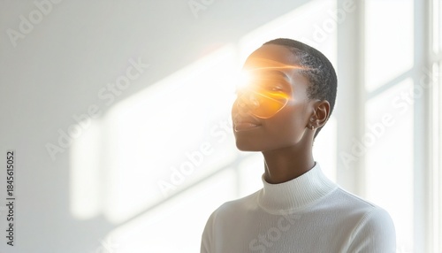Focused Calm Woman with Glowing Mind, Mental Clarity and Mindfulness Concept
