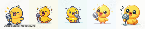 cute duck vector singing using microphone