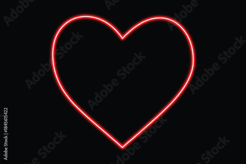 Black background with glowing red neon heart outline, modern luxury vibe