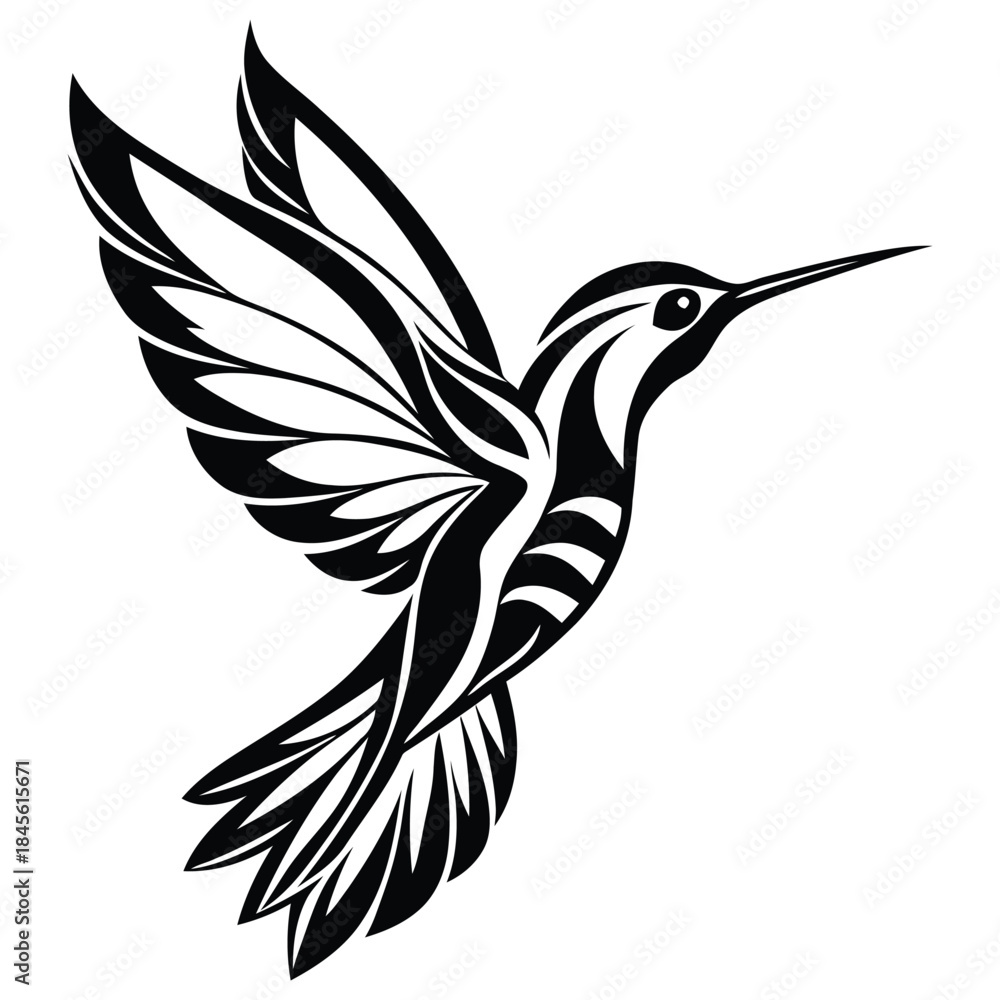 Obraz premium Elegant hummingbird silhouette icon vector illustration minimalist design for creative projects