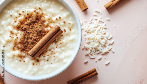 Arroz con leche Uruguay overhead flat lay rice pudding cinnamon