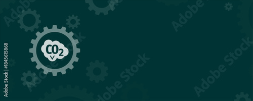 Carbon Dioxide Emission Reduction Settings Icon on Gear with Copy Space Vector