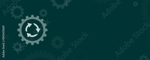 Recycle Circular Economy Settings Icon on Gear with Copy Space Vector