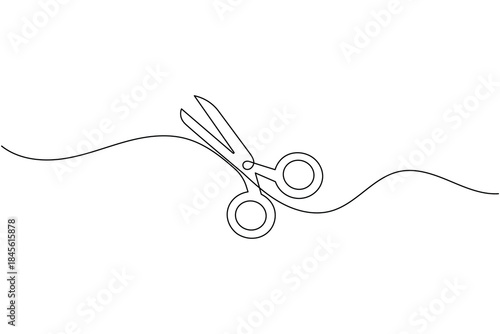 Single Line Drawing of Medical Surgical Scissors for Operation Tools