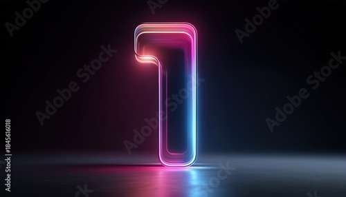 The Best Digital Symbol: First Rate Render Of A Pink Blue Gradient Neon Light Glowing In The Dark, One Of A Kind.