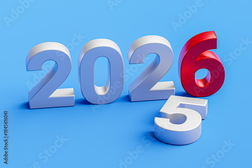 New year 2026 holiday concept. number 2026 near old 2025