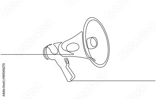 Horn speaker Continuous line art drawing megaphone announcement concept line art vector.