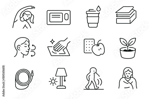 Mat micro cable stretch daily habits vector symbol soft icon cycle calm