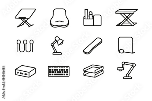 Pad clips icon support workspace icons light task desk flexible vector cable