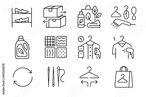 Detergent organizer tools mindful vector board gentle seasonal shoe icons textile wardrobe