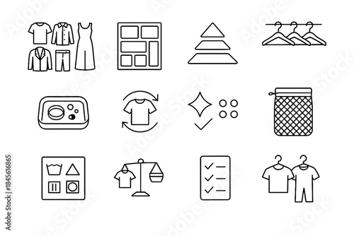 Icons mindful wardrobe vector guide spacing drawer garment comparison silhouettes icon steps