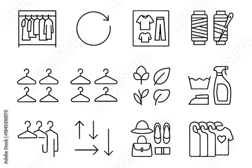 Icons icon arrows organization indicators pairing fashion wardrobe sort closet mindful vector