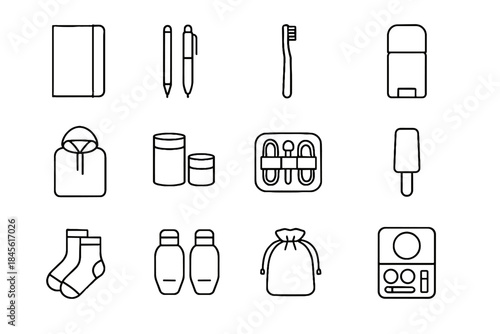 Jar icon travel slim organizer compact essentials set cable minimal kit vector