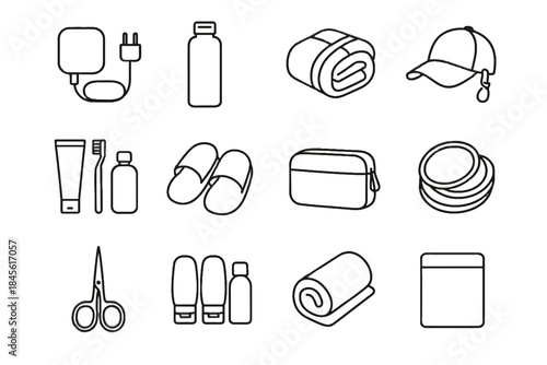 Pads minimalist towel rolled icon kit travel vector document pack icons