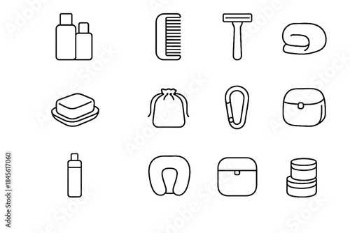 Pocket neck towel vector accessories travel toiletries icon pots icons minimal tiny