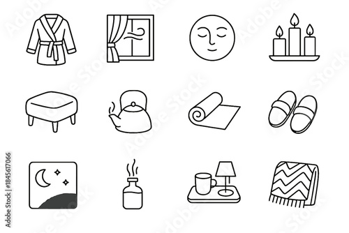 Icon vector dimmed steam reset cozy routine calm trio evening bathrobe icons