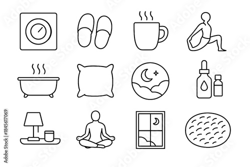 Icon tray evening meditation sky dimmed bedside soft quiet icons texture relaxation