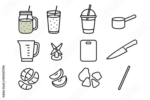Tropical glass icons blending jar jug vector sharp morning smoothies smoothie attachment