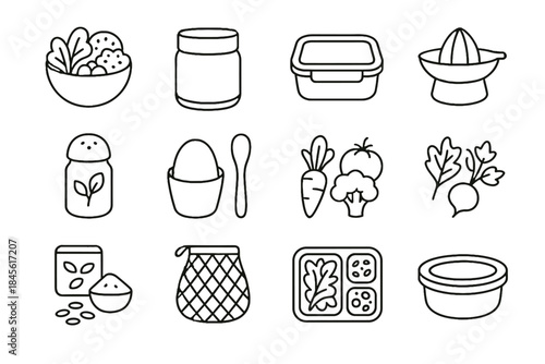 Friendly stirring veggie eco vector seeds organic meal icon cup bowl prepped