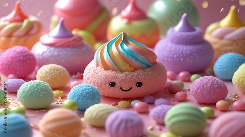 Cute Rainbow Swirl Confectionery Dessert Macro Closeup