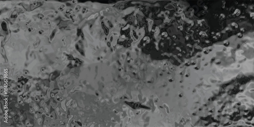 Microscopic view of water surface with bubbles and ripples in grayscale, showcasing an abstract organic texture with fluid dynamics and cellular patterns