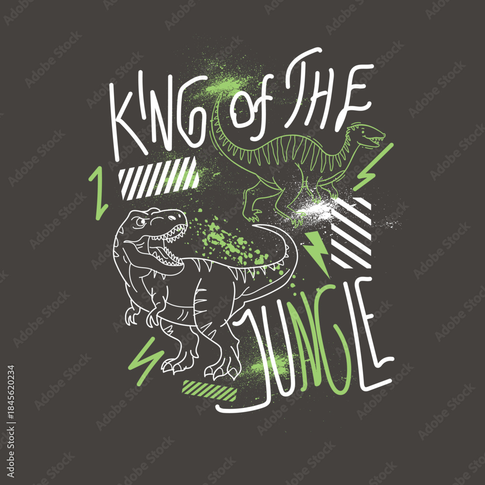 Fototapeta premium King of the Jungle dinosaur streer wear boys graphic tee.eps