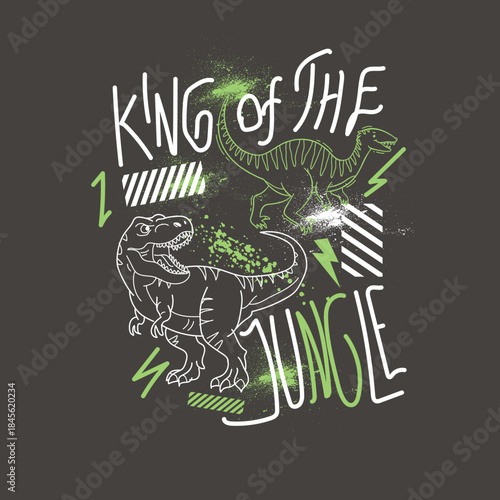 King of the Jungle dinosaur streer wear boys graphic tee.eps