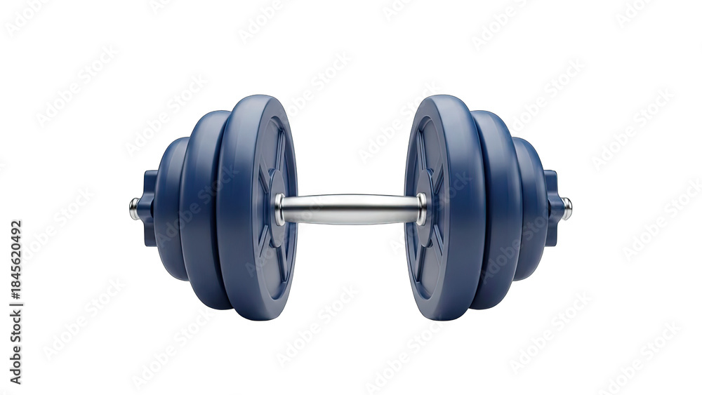 Fototapeta premium Blue Dumbbell Isolated on White Background