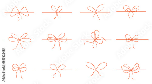 A minimalist collection of decorative string bows and ribbons for elegant design accents