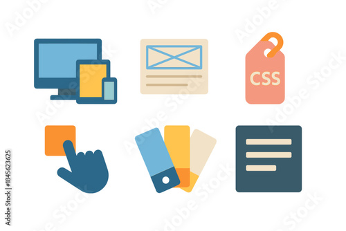 Abstract technology icons for digital and web design concepts