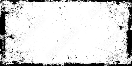 Distressed white frame with a textured grunge effect and dark borders