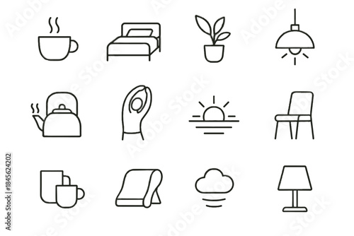 Quiet vector icon beam icons room morning lamp peaceful bedside warm calm