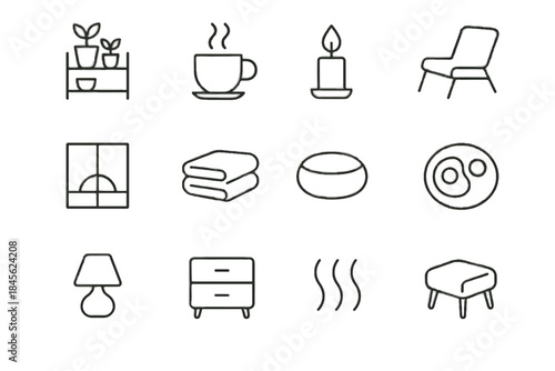 Cozy pillow window vector glow bedding drawer warm icon icons morning minimalist
