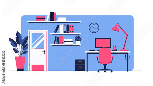 Vector Illustration of a Modern Home Office Workspace