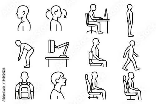 Icon adjustable light hand placement weight posture healthy arm moment monitor vector