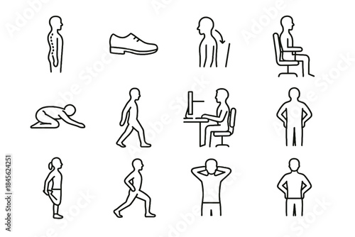 Gentle distance sets hip minimalist cue relaxed stretch icon flexor neck vector
