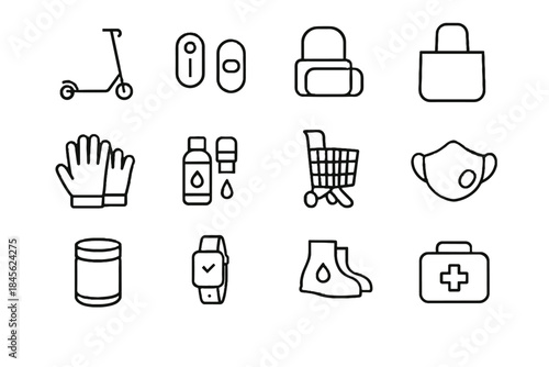 Foldable icon icons breathable urban gloves face smartwatch reusable commuter scooter vector