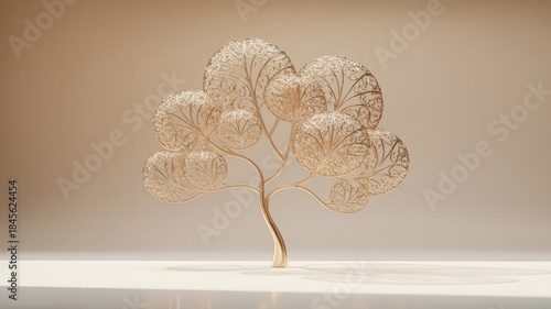 Abstract Textured Tree Silhouette Against Soft Gradient Background.