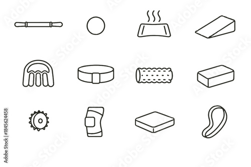 Vector fitness hip compact relax gel recovery icons knee icon therapy loop