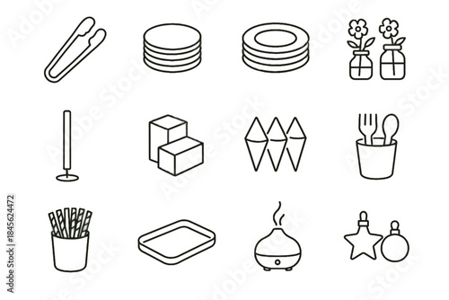 Riser minimalist party petite jars tidy icons vector icon lighting ornaments neutral